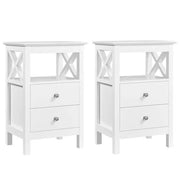 Yaheetech 2PCS Farmhouse Bedside Table with 2 Drawer End Table Nightstand 2PCS Farmhouse Bedside Table with 2 Drawer End Table Nightstand