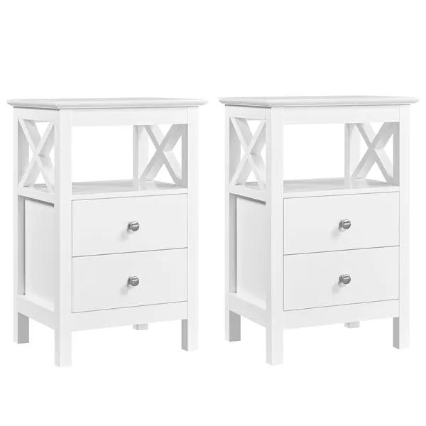 Yaheetech 2PCS Farmhouse Bedside Table with 2 Drawer End Table Nightstand 2PCS Farmhouse Bedside Table with 2 Drawer End Table Nightstand