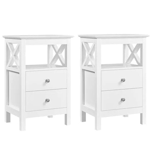 Yaheetech 2PCS Farmhouse Bedside Table with 2 Drawer End Table Nightstand 2PCS Farmhouse Bedside Table with 2 Drawer End Table Nightstand