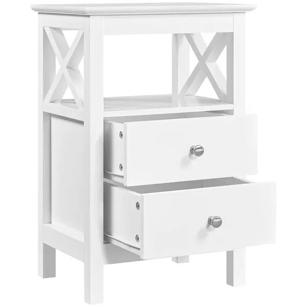 Yaheetech 2PCS Farmhouse Bedside Table with 2 Drawer End Table Nightstand 2PCS Farmhouse Bedside Table with 2 Drawer End Table Nightstand