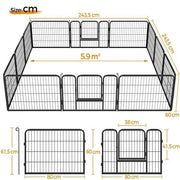 12 Panels Heavy Duty Dog Pen Pet Playpen Dog Exercise Barrier by Yaheetech