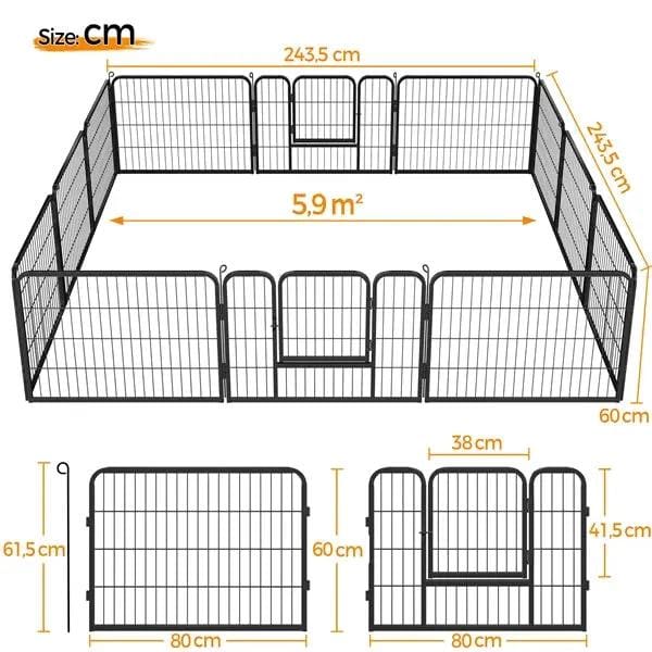 12 Panels Heavy Duty Dog Pen Pet Playpen Dog Exercise Barrier by Yaheetech