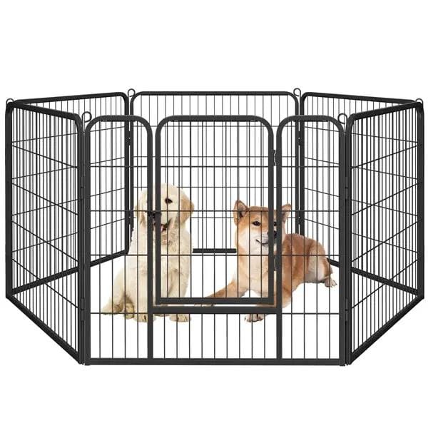 Yaheetech 31.5 Inch Heavy Duty Dog Playpen With Door Black Metal Enclosure Yaheetech 31.5 Inch Heavy Duty Dog Playpen With Door