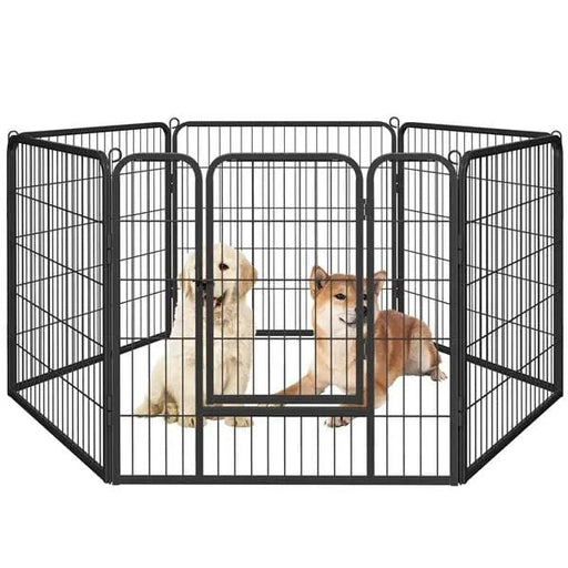 Yaheetech 31.5 Inch Heavy Duty Dog Playpen With Door Black Metal Enclosure Yaheetech 31.5 Inch Heavy Duty Dog Playpen With Door