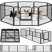 8 Panels Dog Playpen Metal Pet Playpen Iron Dog Cat Exercise Barrier by Yaheetech
