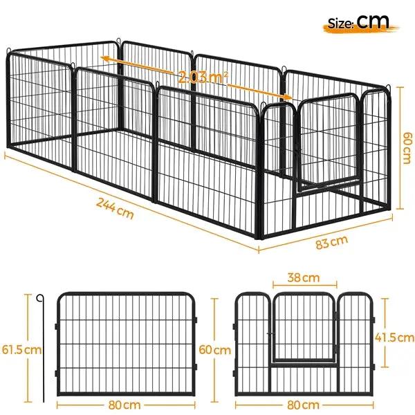 8 Panels Dog Playpen Metal Pet Playpen Iron Dog Cat Exercise Barrier by Yaheetech