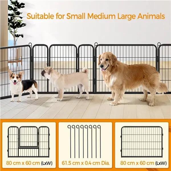 8 Panels Dog Playpen Metal Pet Playpen Iron Dog Cat Exercise Barrier by Yaheetech