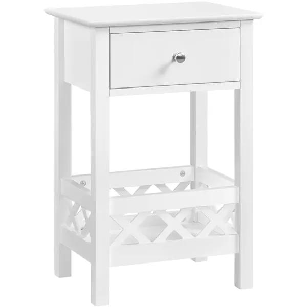 Bedside Table with 1 Drawer 1 Shelf with Fence Sofa Side Table Nightstand by Yaheetech