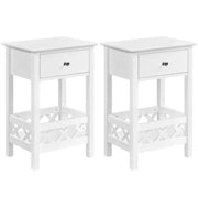 Bedside Table with 1 Drawer 1 Shelf with Fence Sofa Side Table Nightstand by Yaheetech