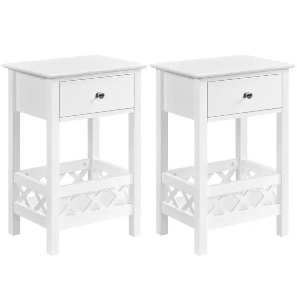 Bedside Table with 1 Drawer 1 Shelf with Fence Sofa Side Table Nightstand by Yaheetech
