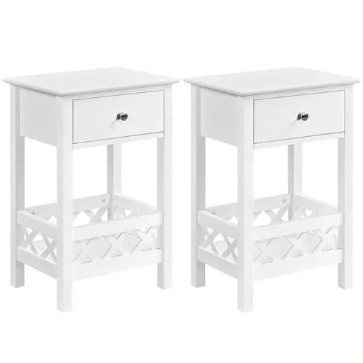 Yaheetech Bedside Table with 1 Drawer 1 Shelf with Fence Sofa Side Table Nightstand Bedside Table with 1 Drawer 1 Shelf with Fence Sofa Side Table Nightstand