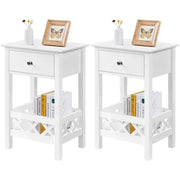Bedside Table with 1 Drawer 1 Shelf with Fence Sofa Side Table Nightstand by Yaheetech