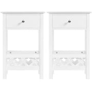 Bedside Table with 1 Drawer 1 Shelf with Fence Sofa Side Table Nightstand by Yaheetech