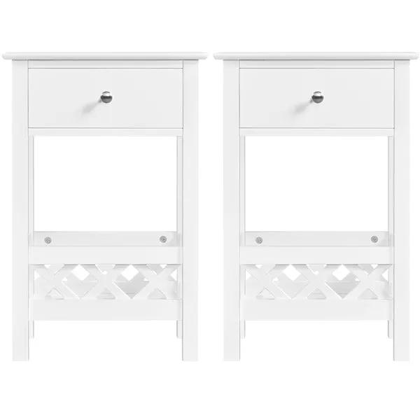 Bedside Table with 1 Drawer 1 Shelf with Fence Sofa Side Table Nightstand by Yaheetech