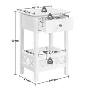Bedside Table with 1 Drawer 1 Shelf with Fence Sofa Side Table Nightstand by Yaheetech