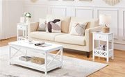 Bedside Table with 1 Drawer 1 Shelf with Fence Sofa Side Table Nightstand by Yaheetech
