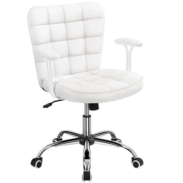 Mid-Back PU Leather Office Task Chair Computer Chair Vanity Chair by Yaheetech