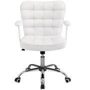 Mid-Back PU Leather Office Task Chair Computer Chair Vanity Chair by Yaheetech