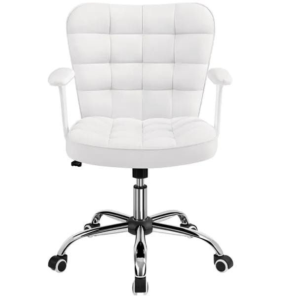 Mid-Back PU Leather Office Task Chair Computer Chair Vanity Chair by Yaheetech