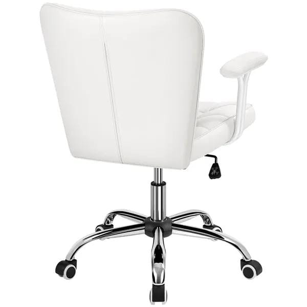 Mid-Back PU Leather Office Task Chair Computer Chair Vanity Chair by Yaheetech