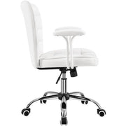 Mid-Back PU Leather Office Task Chair Computer Chair Vanity Chair by Yaheetech