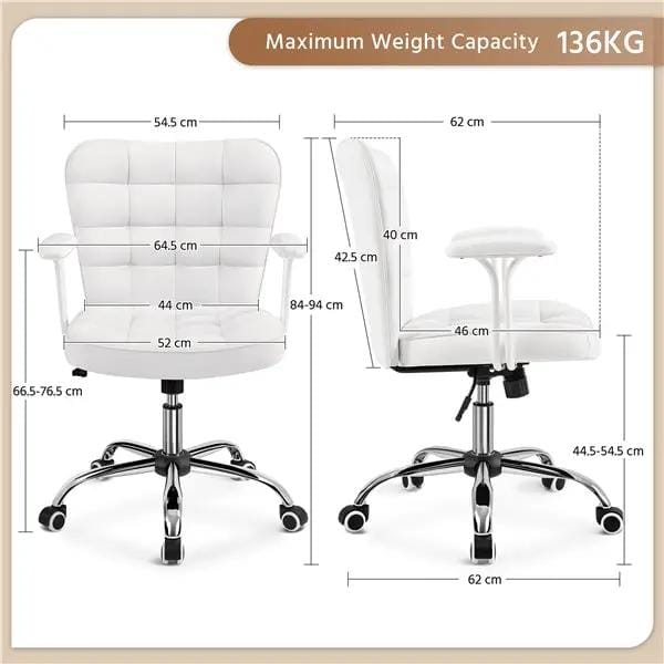 Mid-Back PU Leather Office Task Chair Computer Chair Vanity Chair by Yaheetech