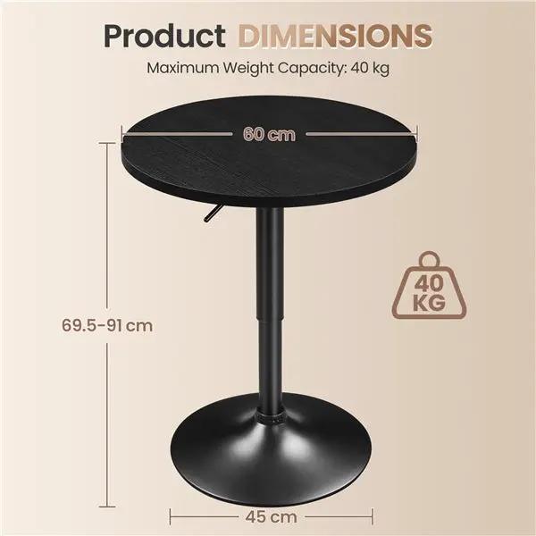 Adjustable Pub Table Bistro Table Pedestal Table by Yaheetech