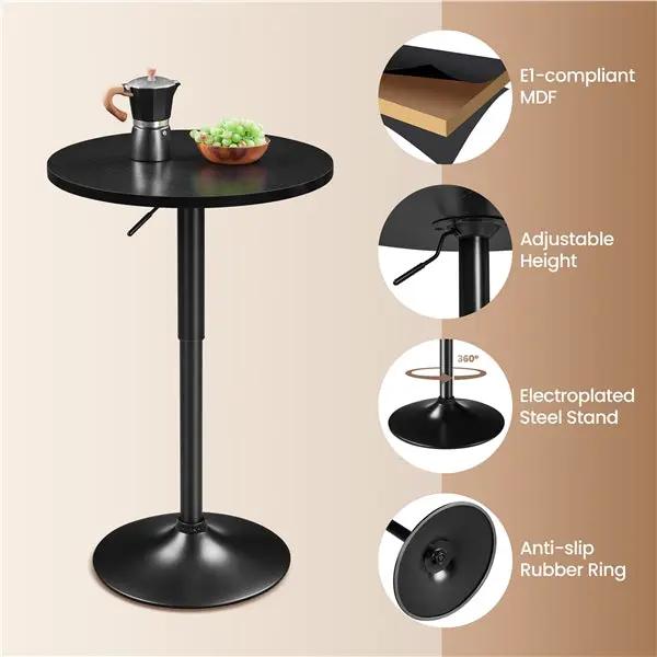 Adjustable Pub Table Bistro Table Pedestal Table by Yaheetech