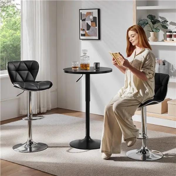 Adjustable Pub Table Bistro Table Pedestal Table by Yaheetech