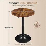 Adjustable Height Pub Table Counter Height Bistro Table w/ 360° Swivel Tabletop by Yaheetech