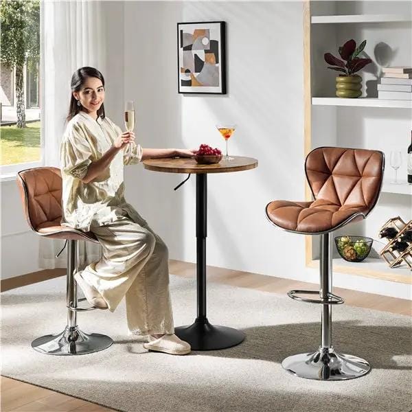 Adjustable Height Pub Table Counter Height Bistro Table w/ 360° Swivel Tabletop by Yaheetech