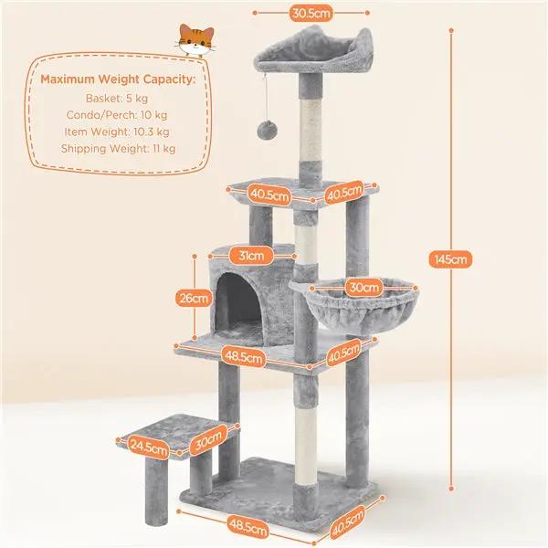 Yaheetech Yaheetech 57" Tall Cat Tree — Deluxe Multi-Level Cat Tower with Condo, Basket, Scratching Posts Yaheetech 57" Tall Cat Tree — Deluxe Multi-Level Cat Tower with Condo, Basket, Scratching Posts