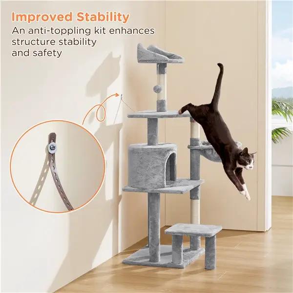 Yaheetech Yaheetech 57" Tall Cat Tree — Deluxe Multi-Level Cat Tower with Condo, Basket, Scratching Posts Yaheetech 57" Tall Cat Tree — Deluxe Multi-Level Cat Tower with Condo, Basket, Scratching Posts