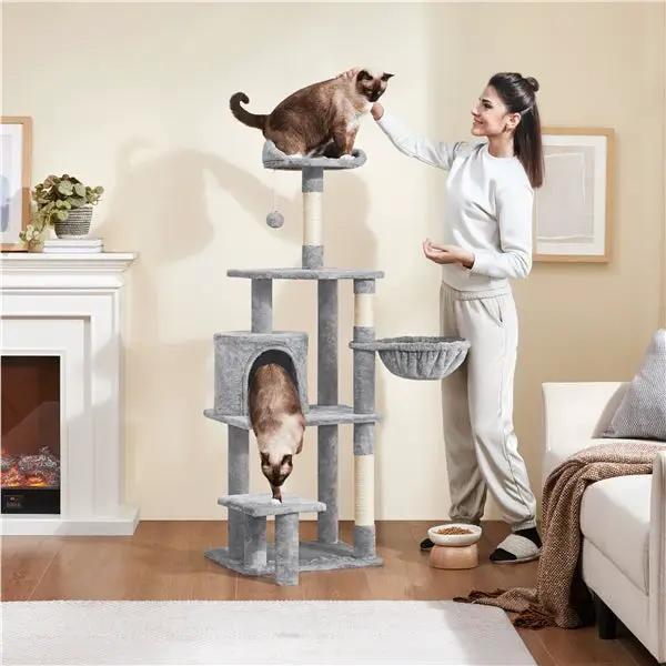 Yaheetech Yaheetech 57" Tall Cat Tree — Deluxe Multi-Level Cat Tower with Condo, Basket, Scratching Posts Yaheetech 57" Tall Cat Tree — Deluxe Multi-Level Cat Tower with Condo, Basket, Scratching Posts