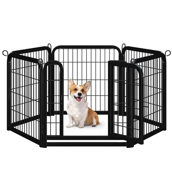 6 Panels Dog Pen Metal Pet Playpen Pet Fence by Yaheetech