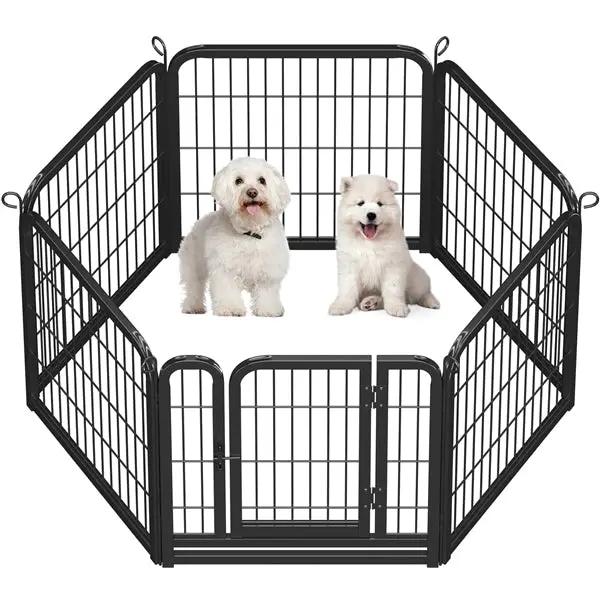 6 Panels Dog Pen Metal Pet Playpen Pet Fence by Yaheetech