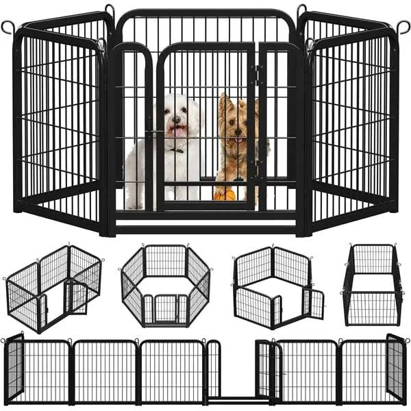 6 Panels Dog Pen Metal Pet Playpen Pet Fence by Yaheetech