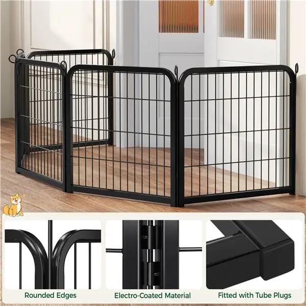 6 Panels Dog Pen Metal Pet Playpen Pet Fence by Yaheetech