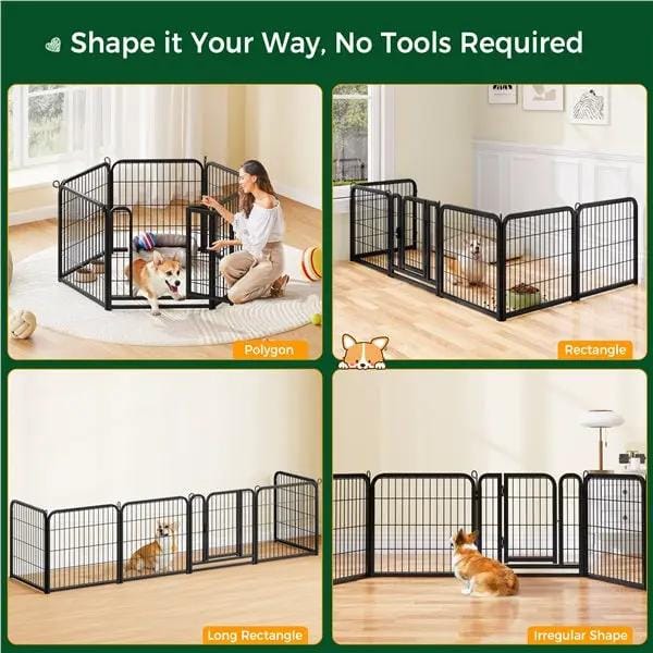 6 Panels Dog Pen Metal Pet Playpen Pet Fence by Yaheetech