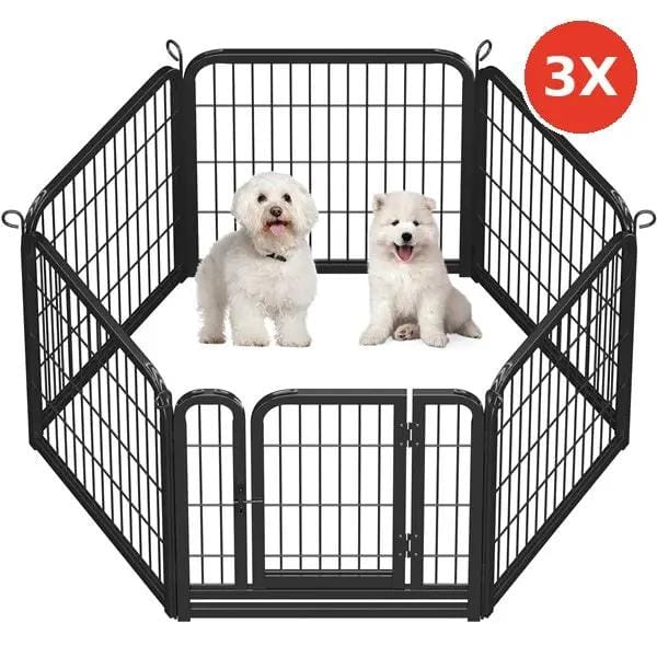 Yaheetech Yaheetech 60cm Tall Dog Playpen Panels With Door Steel Fence Indoor Outdoor Yaheetech 60cm Tall Dog Playpen Panels With Door