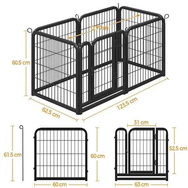 Yaheetech Yaheetech 60cm Tall Dog Playpen Panels With Door Steel Fence Indoor Outdoor Yaheetech 60cm Tall Dog Playpen Panels With Door
