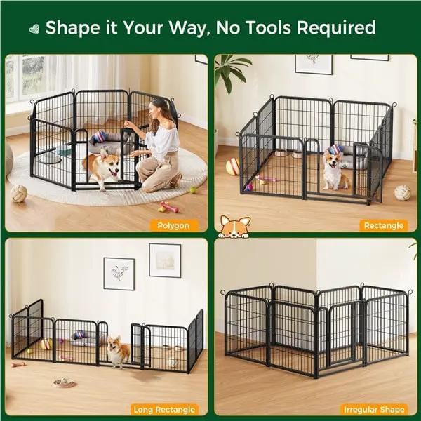 60cm Tall Dog Playpen Panels 8 Panels Dog Pen Metal Pet Playpen by Yaheetech