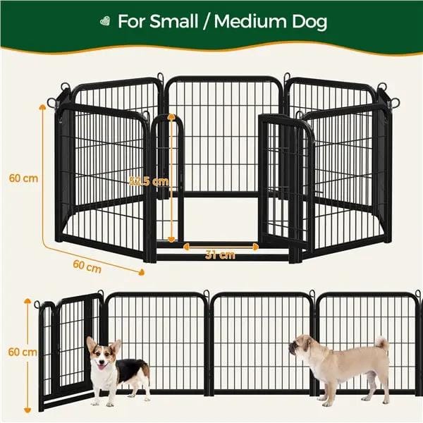 60cm Tall Dog Playpen Panels 8 Panels Dog Pen Metal Pet Playpen by Yaheetech