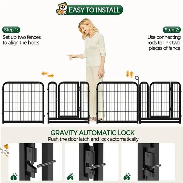 60cm Tall Dog Playpen Panels 8 Panels Dog Pen Metal Pet Playpen by Yaheetech