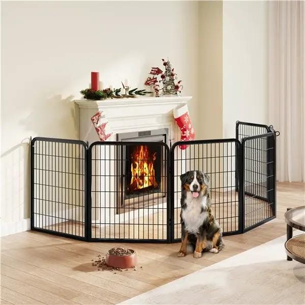 Yaheetech Yaheetech 31.5 Inch Black Steel Dog Playpen Panels with Door Fence Yaheetech 31.5 Inch Black Steel Dog Playpen with Door