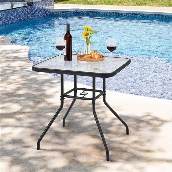 27.5'' Outdoor Coffee Table Patio Square Bistro Table by Yaheetech