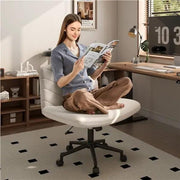 Fabric Swivel Desk Chair Cross Legged Office Chair Vanity chair Nail chair by Yaheetech