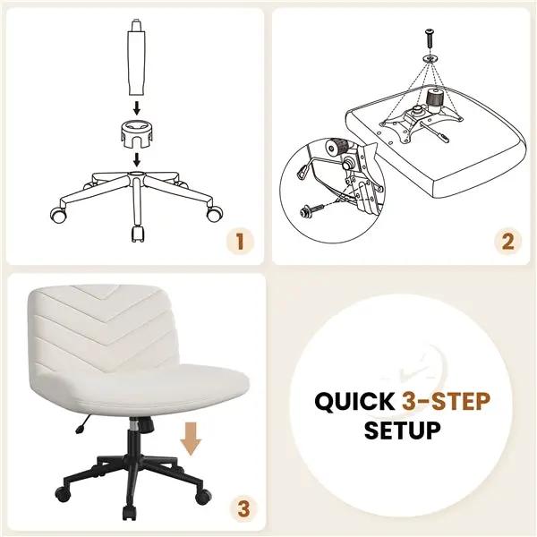 Fabric Swivel Desk Chair Cross Legged Office Chair Vanity chair Nail chair by Yaheetech