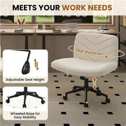 Fabric Swivel Desk Chair Cross Legged Office Chair Vanity chair Nail chair by Yaheetech