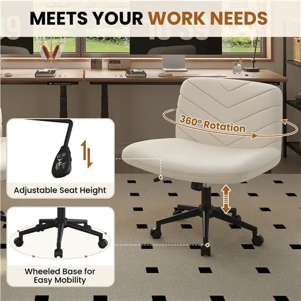 Fabric Swivel Desk Chair Cross Legged Office Chair Vanity chair Nail chair by Yaheetech